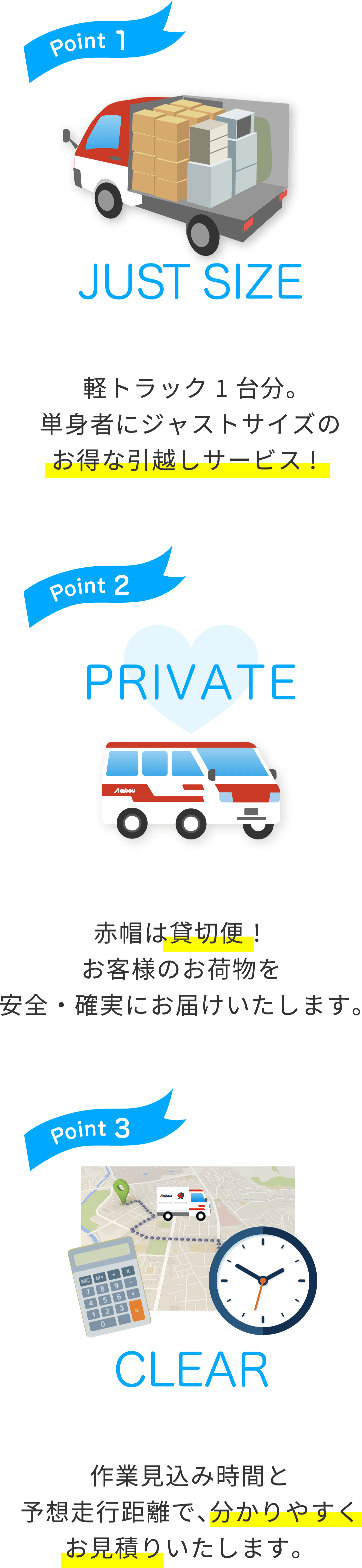 赤帽引越しシングルパックのポイント point1~3